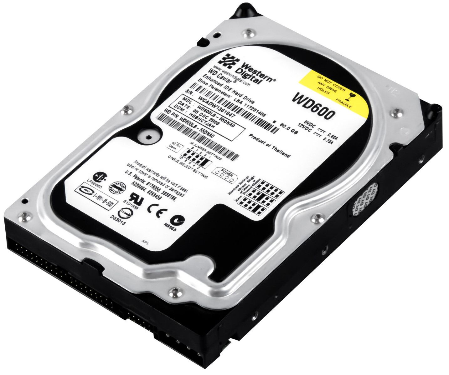 3年保証 Wd Car 60 gb 7 2 k mb Ata 3 5 600 lb 55 dna 0