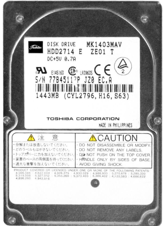 3年保証 Hard Drive Toshiba 1 4 GB 4200 RPM 128 KB Cache PATA ATA IDE 2