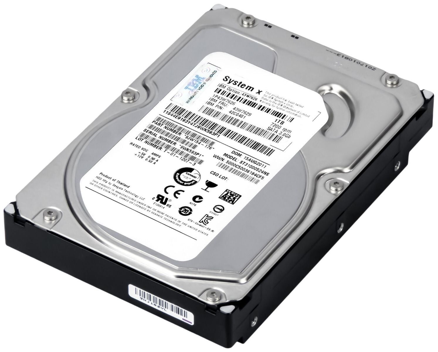 3年保証 Hard Drive IBM 43 W 7629 42 C 0401 1 TB 7 2 K 32 MB SATA II 3 5