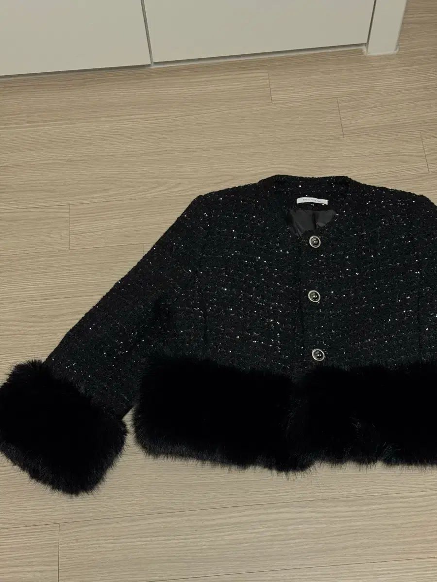 エンドルフィン ツイード ファー ジャケット ブラック