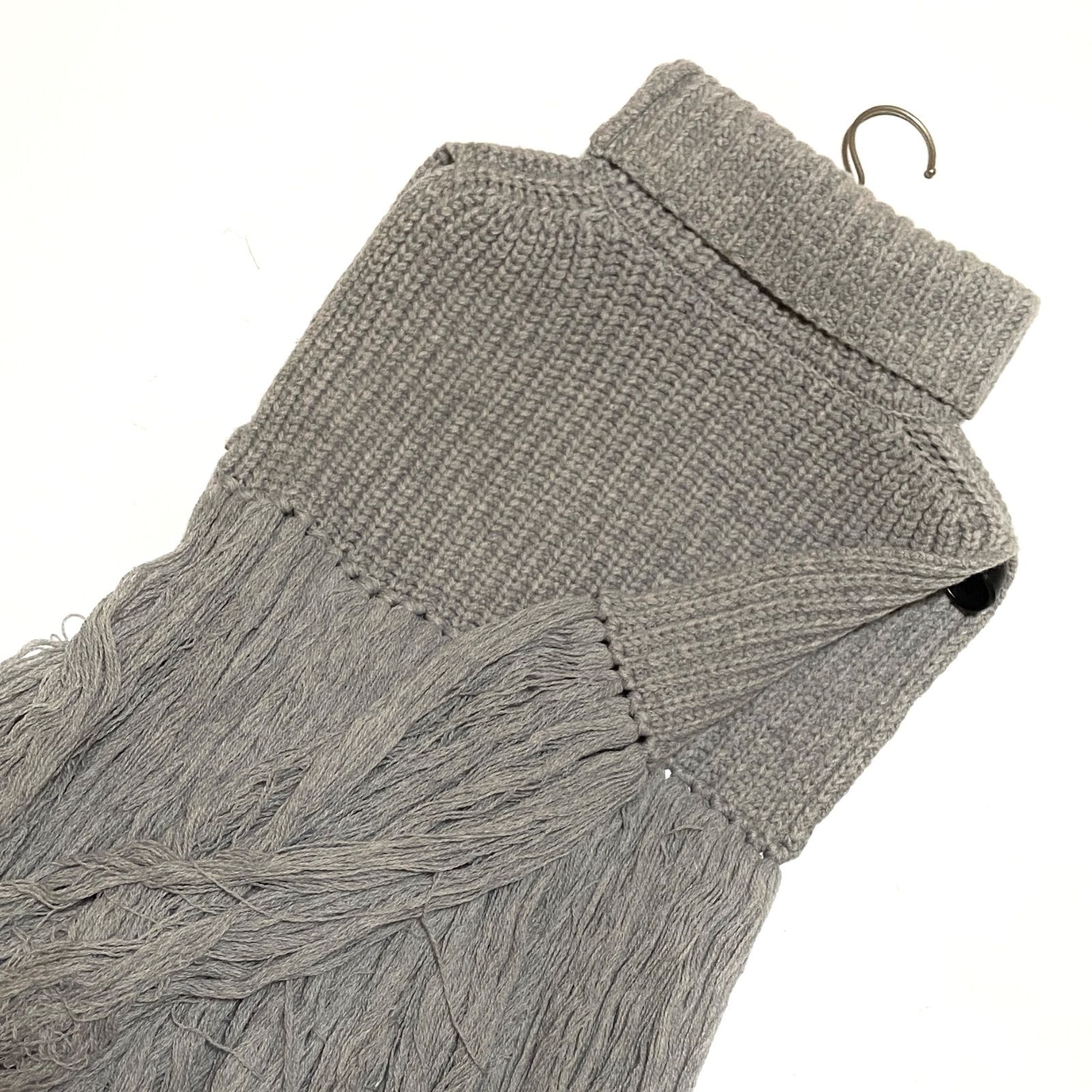 HYKE ウール　フリンジ　ベスト 中古・古着通販】HYKE (ハイク) フリンジニットベスト ブラック サイズ