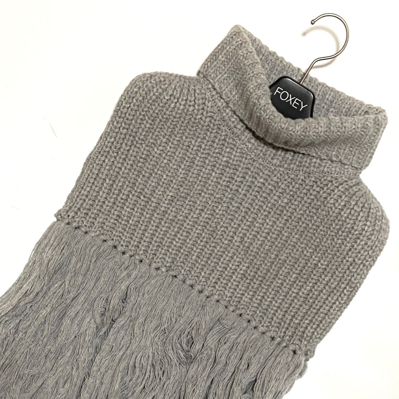 HYKE ハイク ニットベスト フリンジ タートルネック ウール Wool 100％ グレー フリー