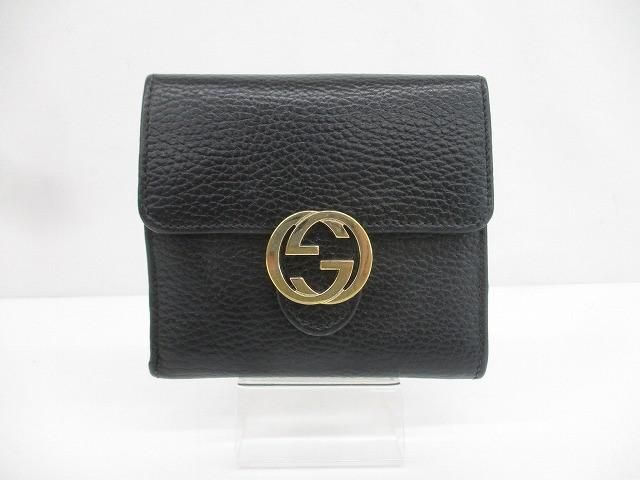 グッチ GUCCI 二つ折り財布 インターロッキングG 615525-1147 ブラック 黒 レディース