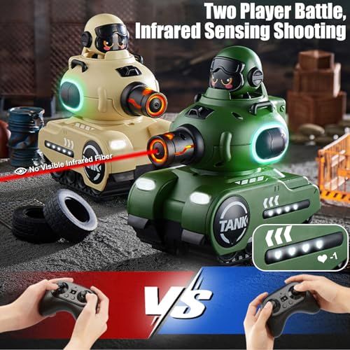 OBEST リモコンおもちゃ タンク ラジコン 車 リモコン 対戦 対戦モード リモコンカー ラジコンカー おもちゃ 二人 子供向け 子供 新年 ギフト プレゼント 贈り物 2台セット d 1019434