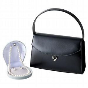 ヒーローグリーン フォーマル3ウェイバッグ＆貝パールネックレスセット 3 WN-30023