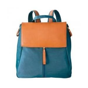 牛革付属ナイロンリュック ブルー 4113-10 A