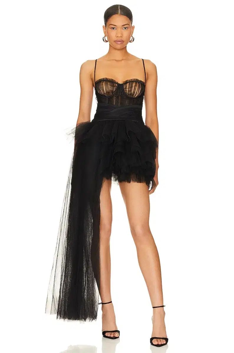 ブラック セルフ ミニ ウェディングドレス パーティー Tシャツ