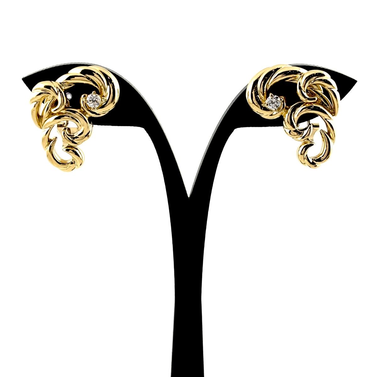 クイーン Queen メレダイヤ デザインイヤリング YG イエローゴールド イヤリング 750 ダイヤモンド レディース