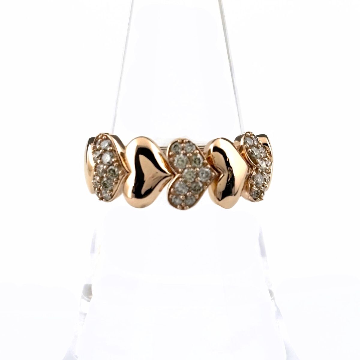 GSTV ハートモチーフ デザインリング PG ピンクゴールド 指輪 メレダイヤ リング 17.5号 K 18 ダイヤモンド レディース