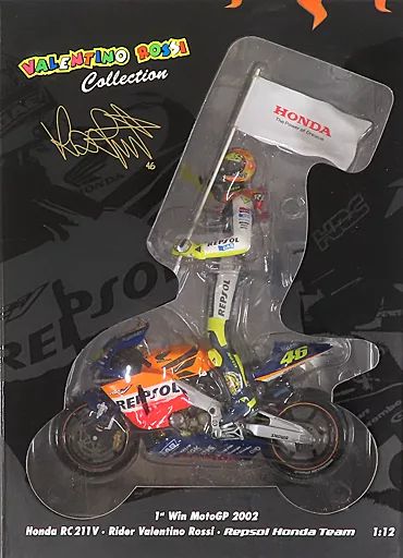 ミニカー 1 12 ホンダ RC 211 V.ロッシ 2002 モトGP初優勝 フィギュア付
