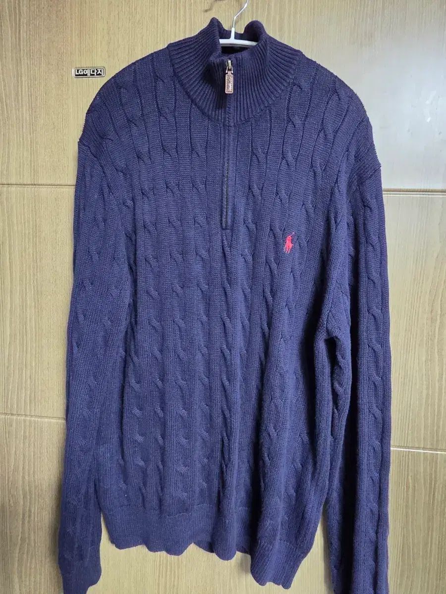 ポロ ハーフジップ ケーブル ニット