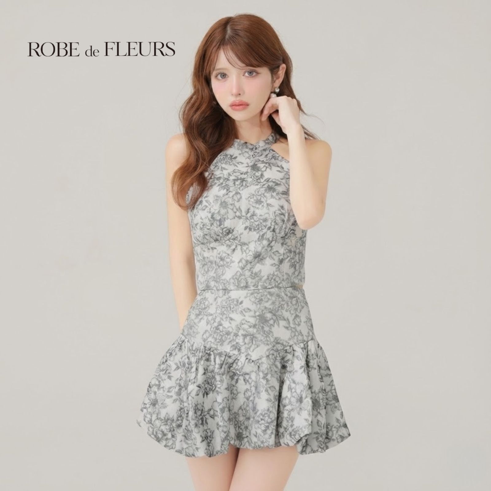 ROBE de FLEURS ローブドフルール fm4624［ジャガードホルターネック