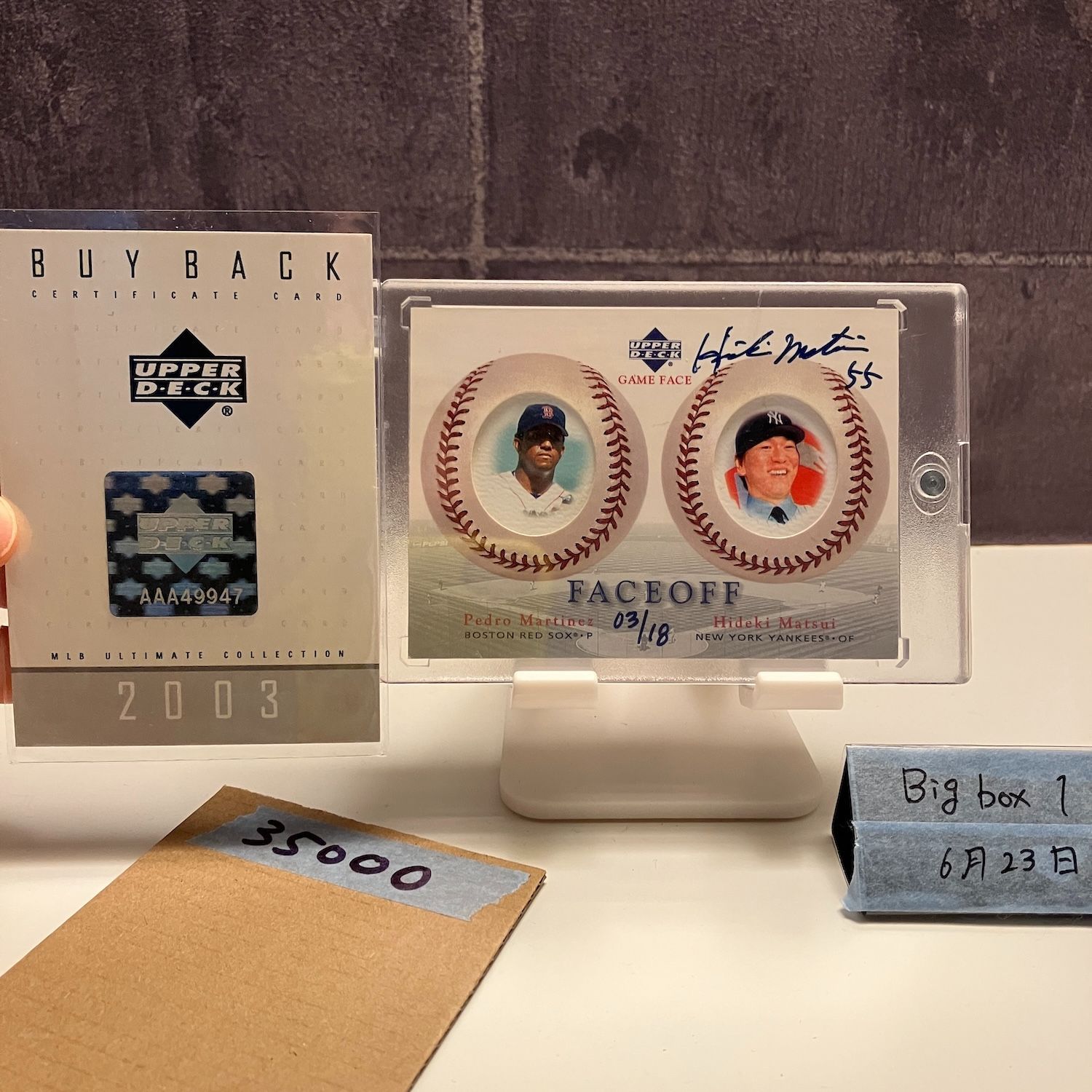 2003 Upper Deck Pedro Martinez 松井秀喜 Hideki Matsui 03 18 直筆サインカード ボストン レッドソックス ニューヨーク ヤンキース Game Face Faceoff カード