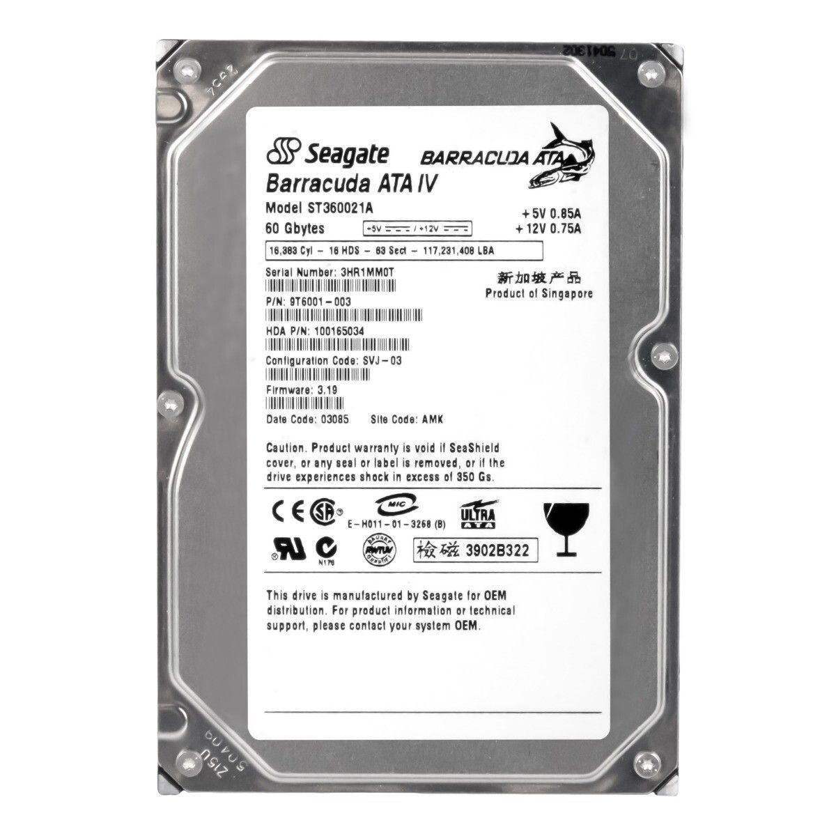 Seagate Barracuda Hard Drive SATA BarraCuda - Internal com: 1TB 3.5 Cache HDD ST1000DM003 Disk 3.0