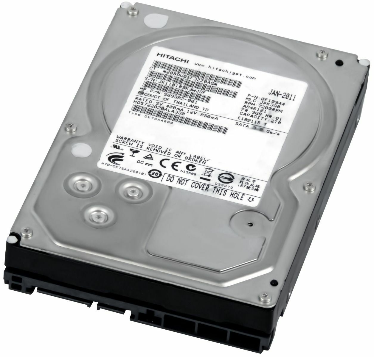 3年保証 Hard Drive Hitachi 2 TB 7200 U Min SATA II 32 MB 3.5