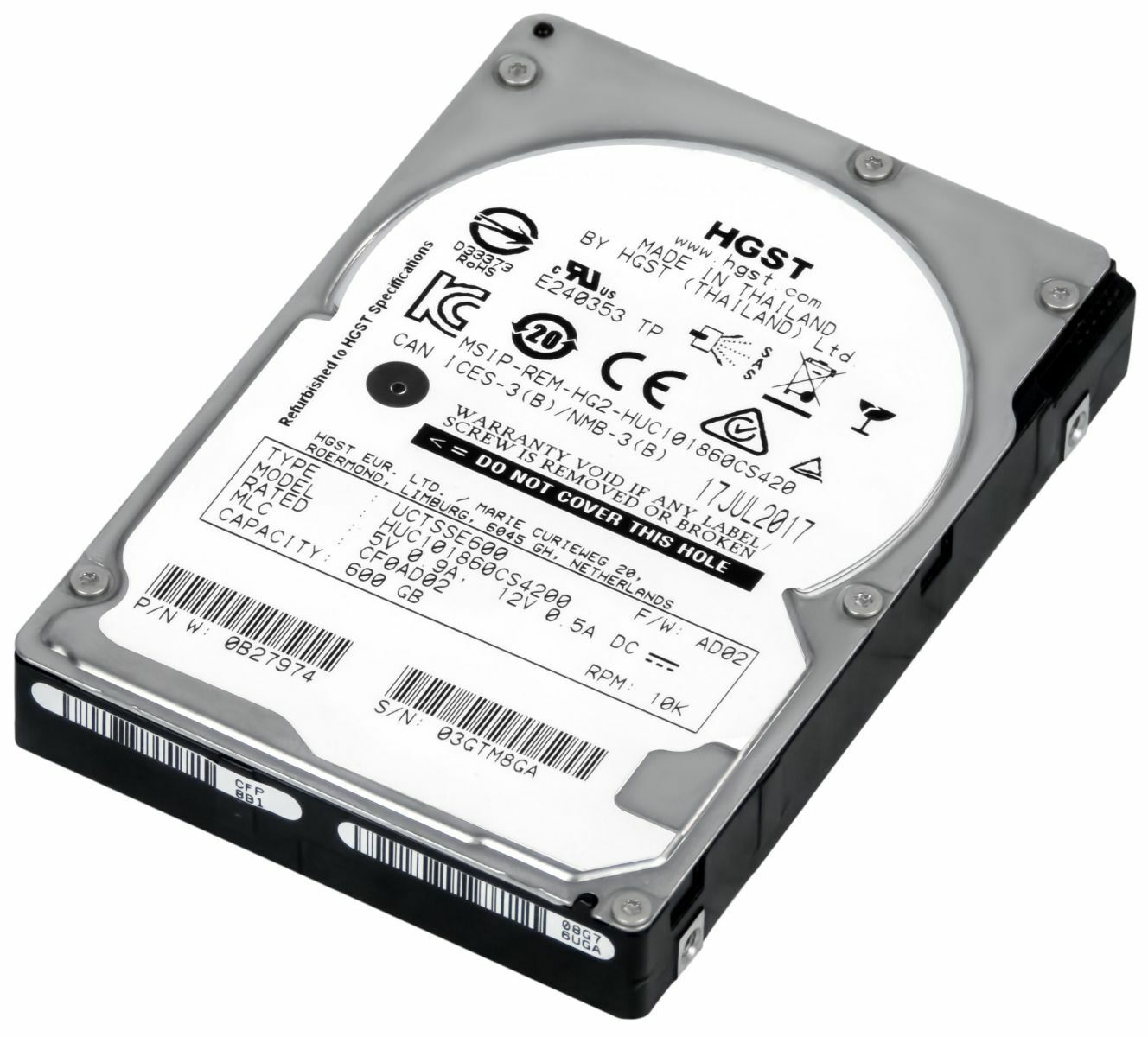 3年保証 Hitachi Hard Drive 600 GB 128 MB SAS 3 2 5
