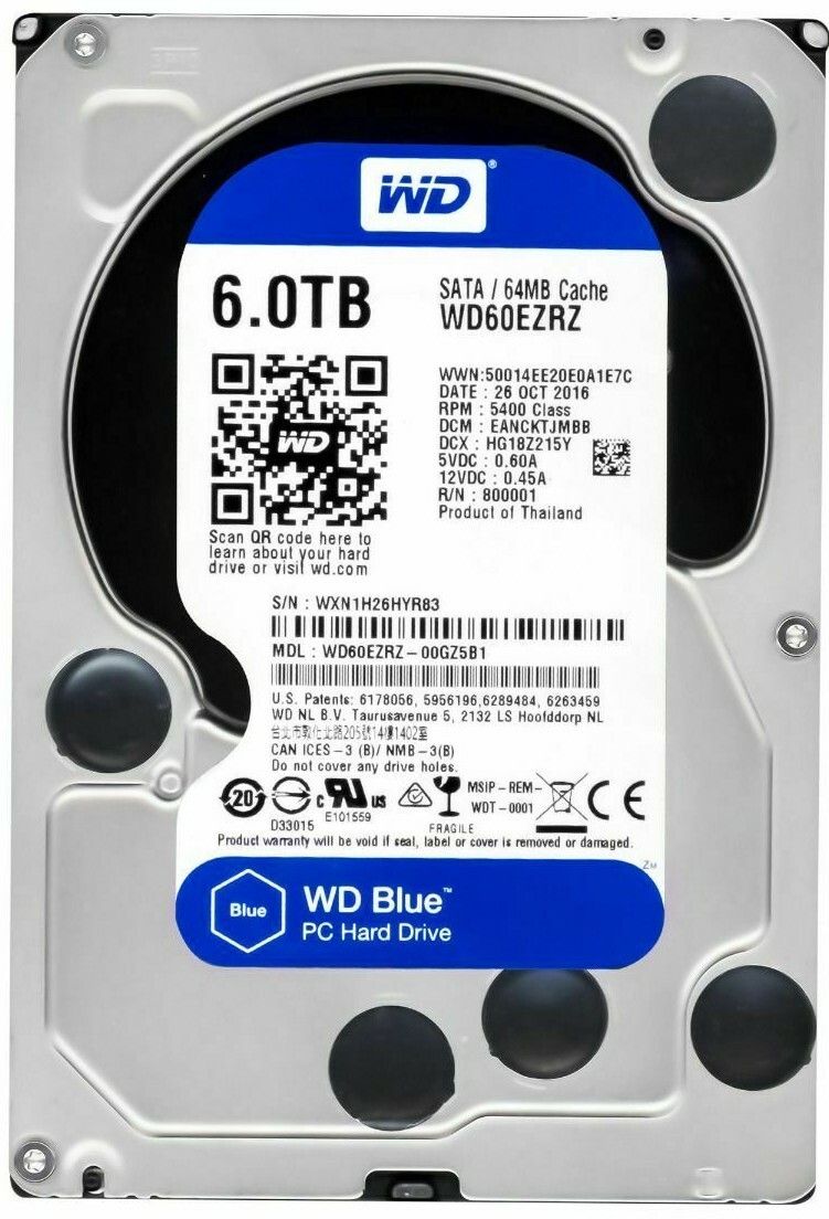3年保証】Hard Western Digital Blue WD60EZRZ 6TB 5400U/Min 64MB