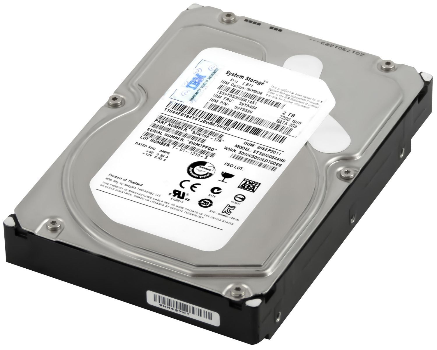 3年保証 Hard Drive IBM 59 Y 5484 5529 2 TB 7.2 K 64 MB SATA II 3.5