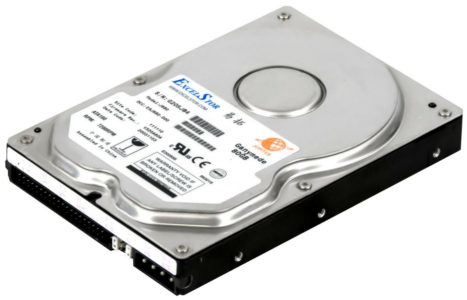 3年保証 Hard Drive Excelstor Ganymede J 680 80 GB 7.2 K 2 MB ATA 3.5