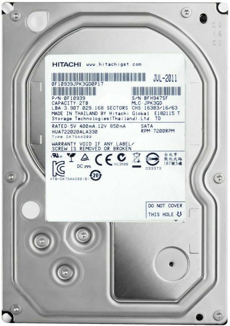 3年保証 Hitachi Ultrastar A 7 K 2000 2 TB 7.2 32 MB SATA II 3.5