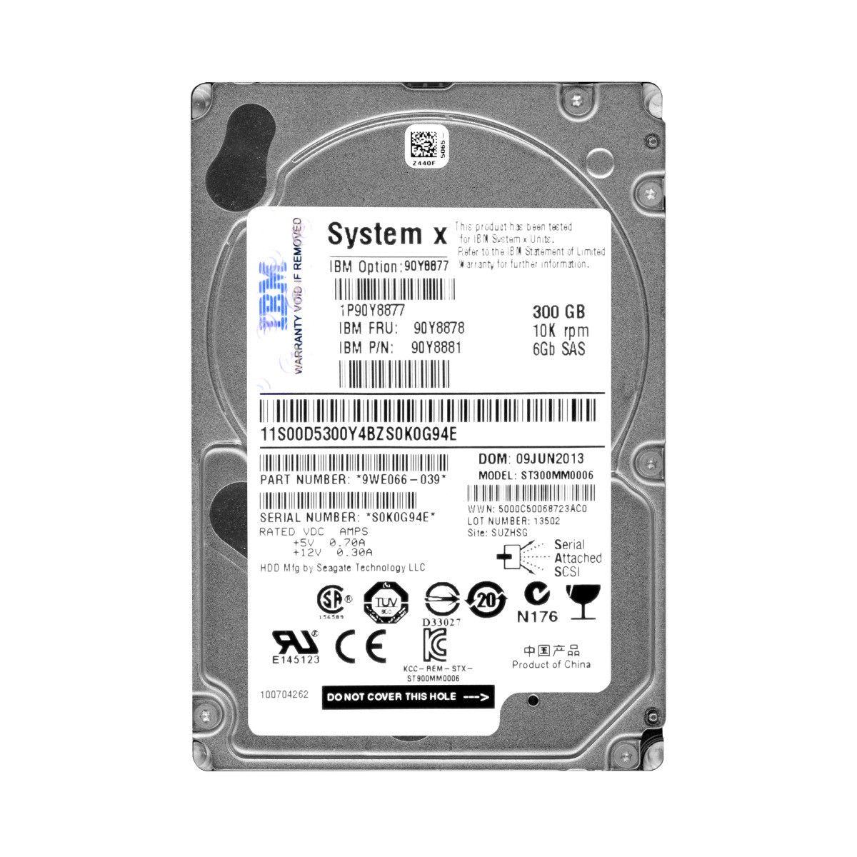 3年保証 IBM Hard Drive 90 Y 8878 8881 300 GB 10 K 64 MB SAS 2 5