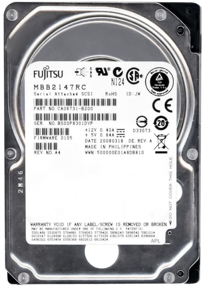 3年保証 Hard Drive Fujitsu 147 GB SAS 10000 U Min 16 MB Cache 2 5 Inch