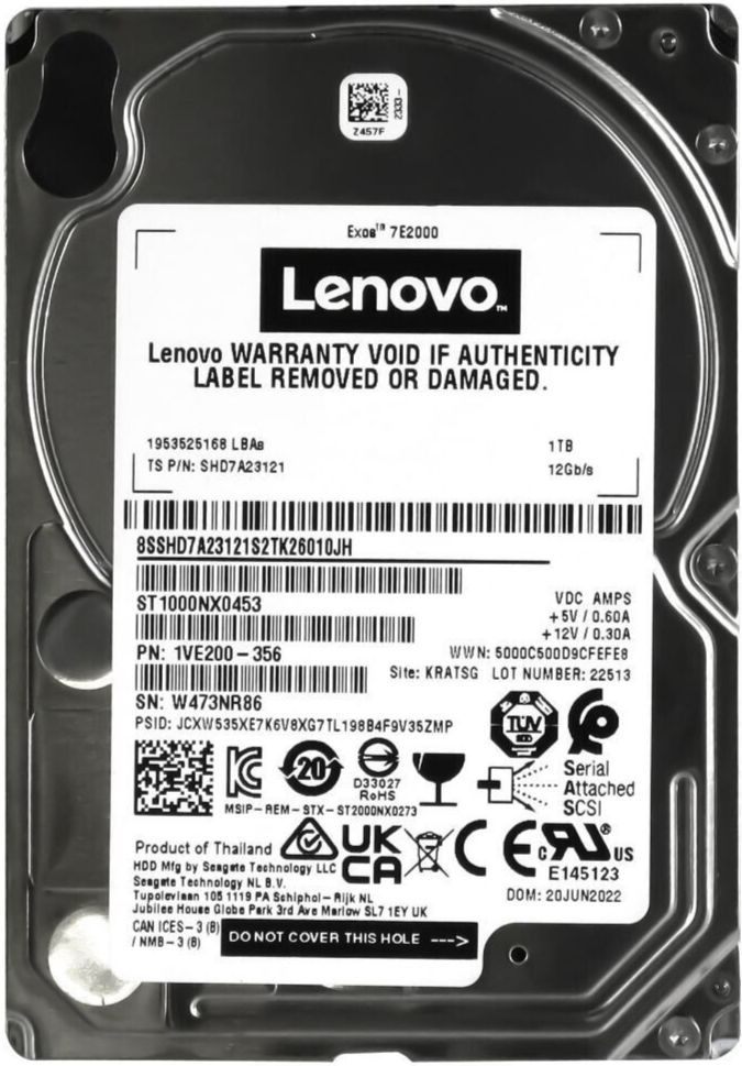 3年保証 Lenovo Exos 7 E 2000 81 Y 9691 9690 1 TB SAS 2 7200 RPM 128