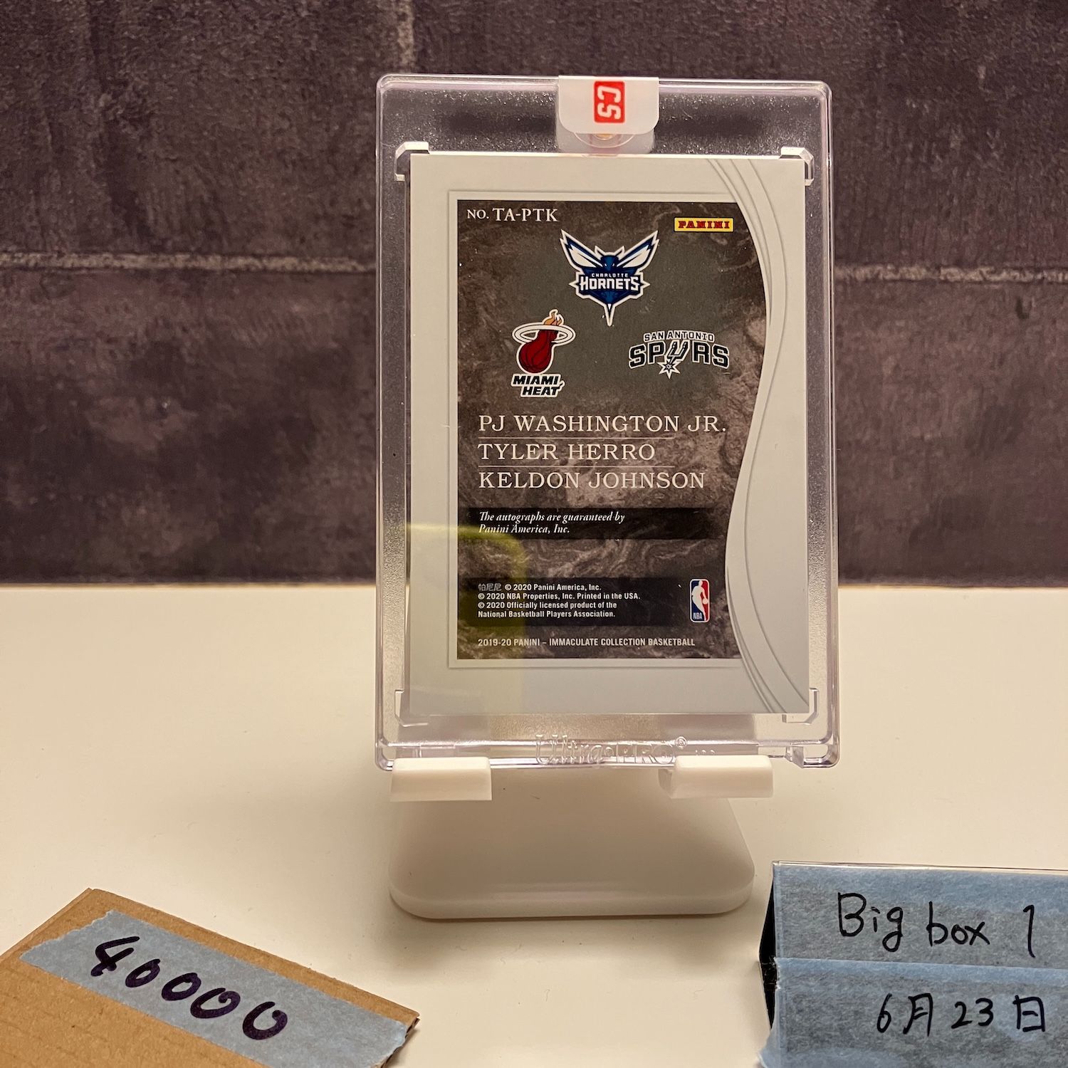 2019-20 Panini PJ Washington Jr. Tyler Herro Keldon Johnson 07 25 直筆サインカード Charlotte Hornets Miami Heat San Antonio Spurs カード