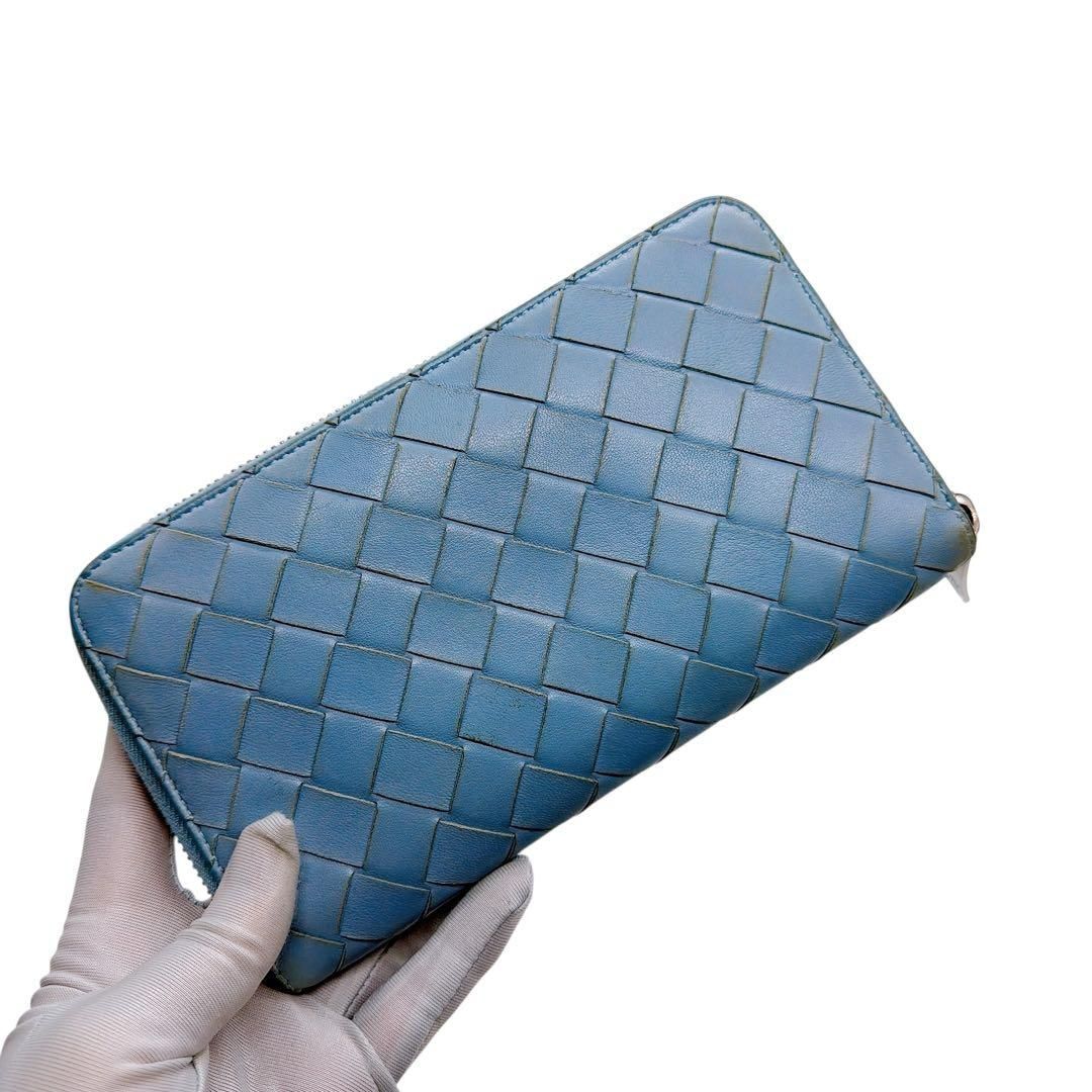 ボッテガヴェネタ レザー マキシイントレチャート ラウンドファスナー 長財布