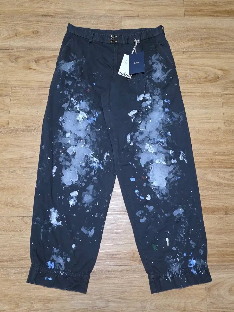 4 size み35万 24 fwCOLOR kolor ペインティング ワイド パンツ ネイビー