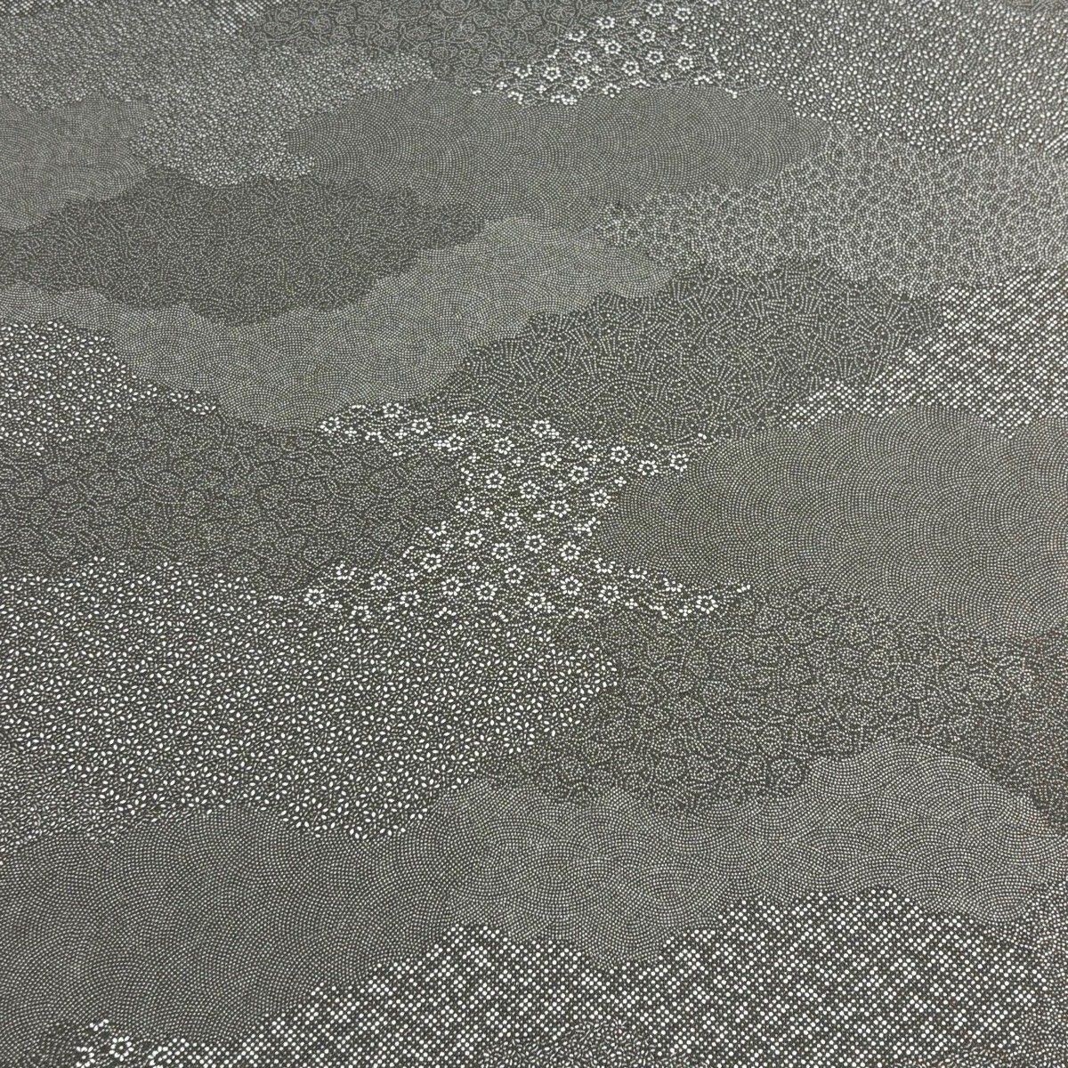 反物 秀品 江戸小紋 小花 寄せ柄 灰茶 正絹