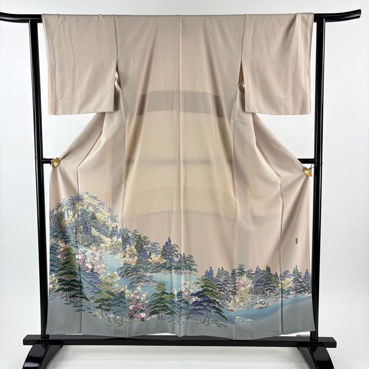 色留袖 身丈157 cm 裄丈62.5 S 袷 落款 樹木 松竹梅 ぼかし 薄小豆 正絹 一つ紋