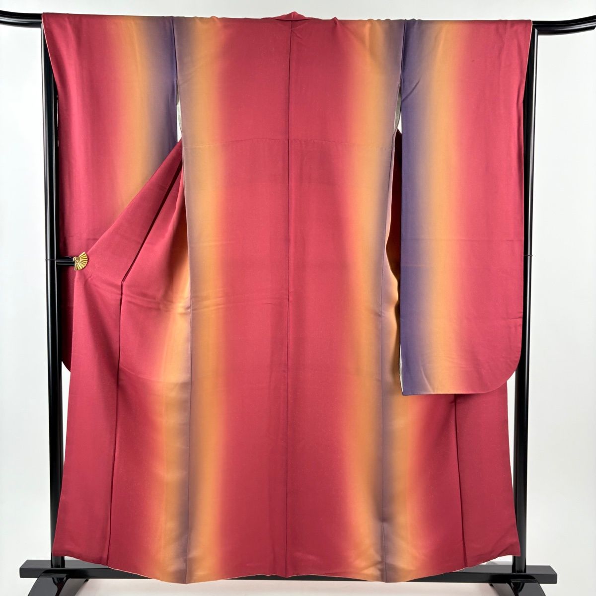 振袖 身丈158 cm 裄丈66 M 袷 縦ぼかし 銀通し 茜色 正絹