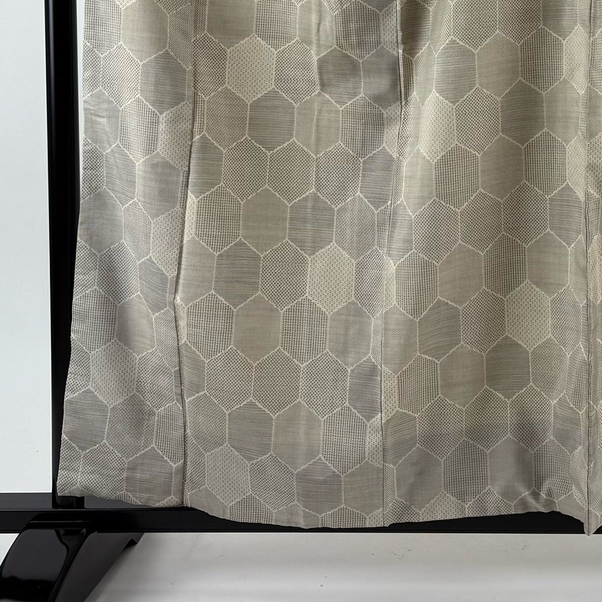 紬 身丈160 cm 裄丈66 M 袷 亀甲 灰色 正絹