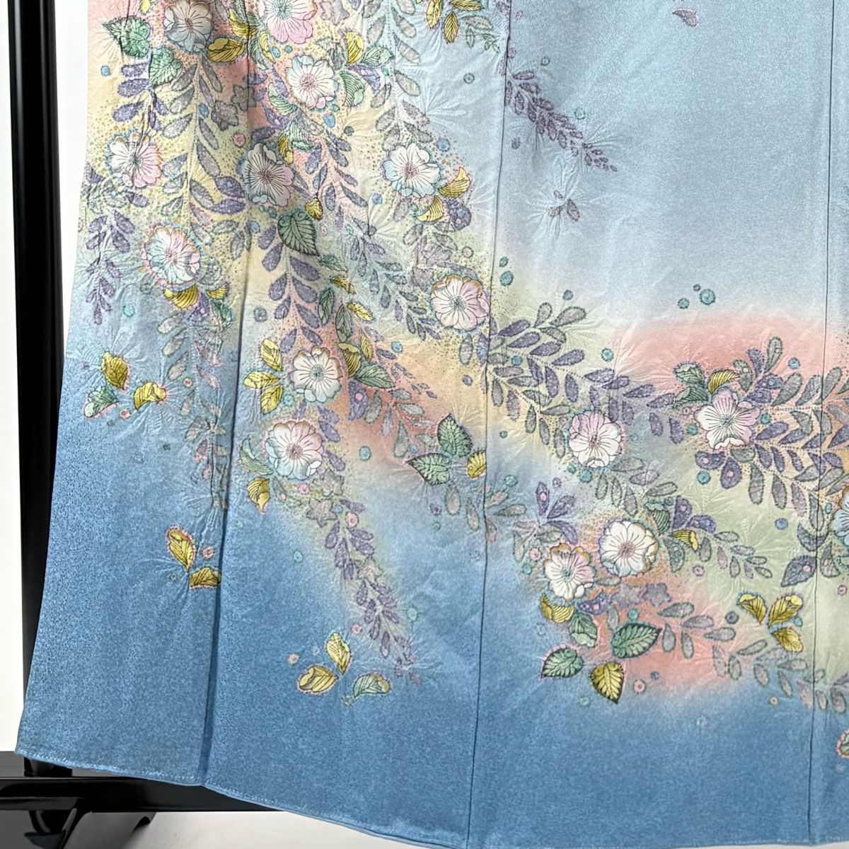 訪問着 身丈162.5 cm 裄丈62 S 袷 辻ヶ花柄 金彩 ぼかし 水色 正絹