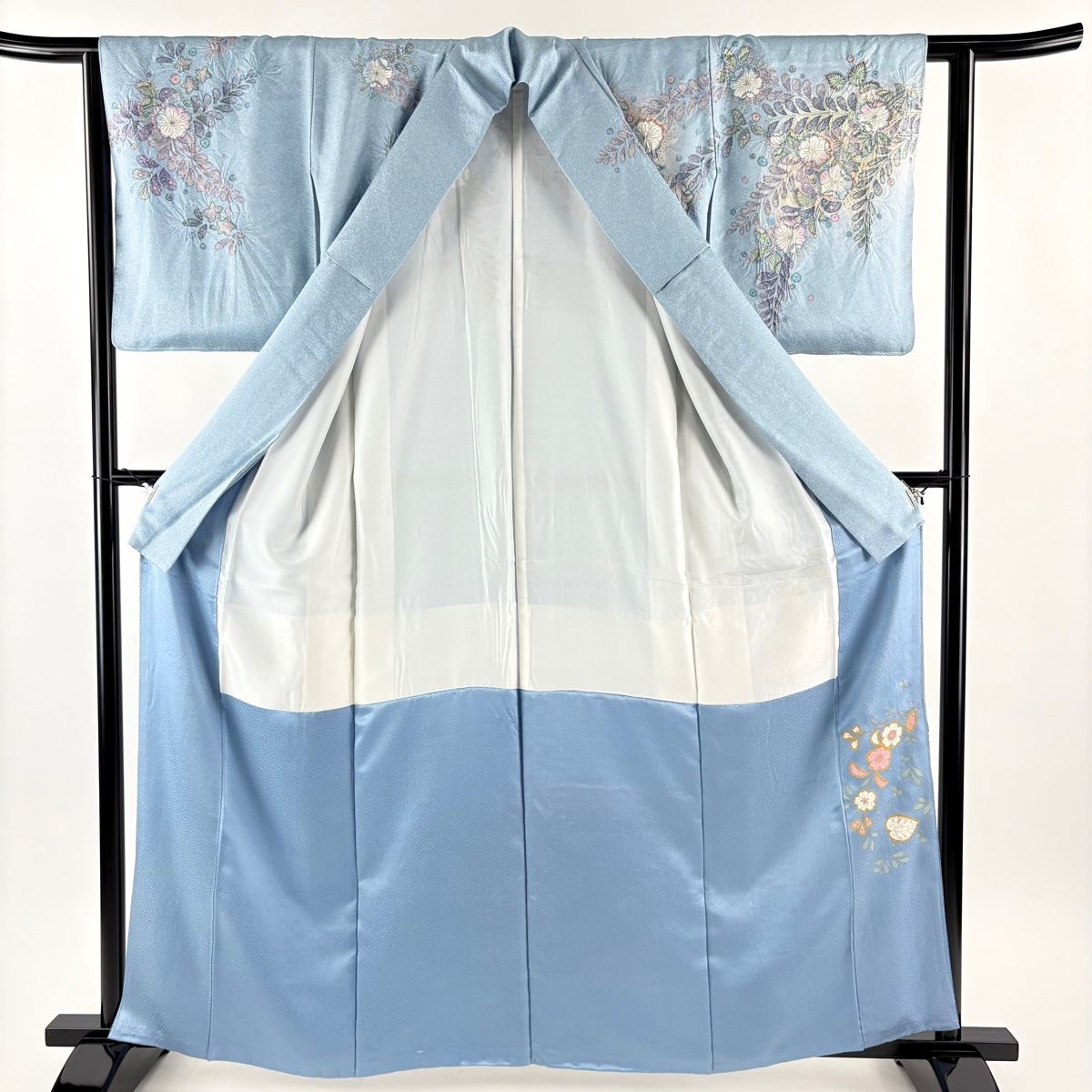  訪問着 身丈162 5 cm 裄丈62 S 袷 辻ヶ花柄 金彩 ぼかし 水色 正絹 訪問着 付け下げ 着物