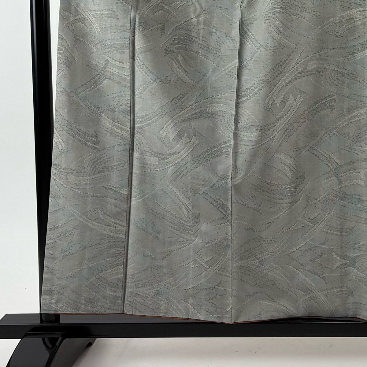 大島紬 身丈159.5 cm 裄丈62 S 袷 証紙 幾何学 灰緑 正絹