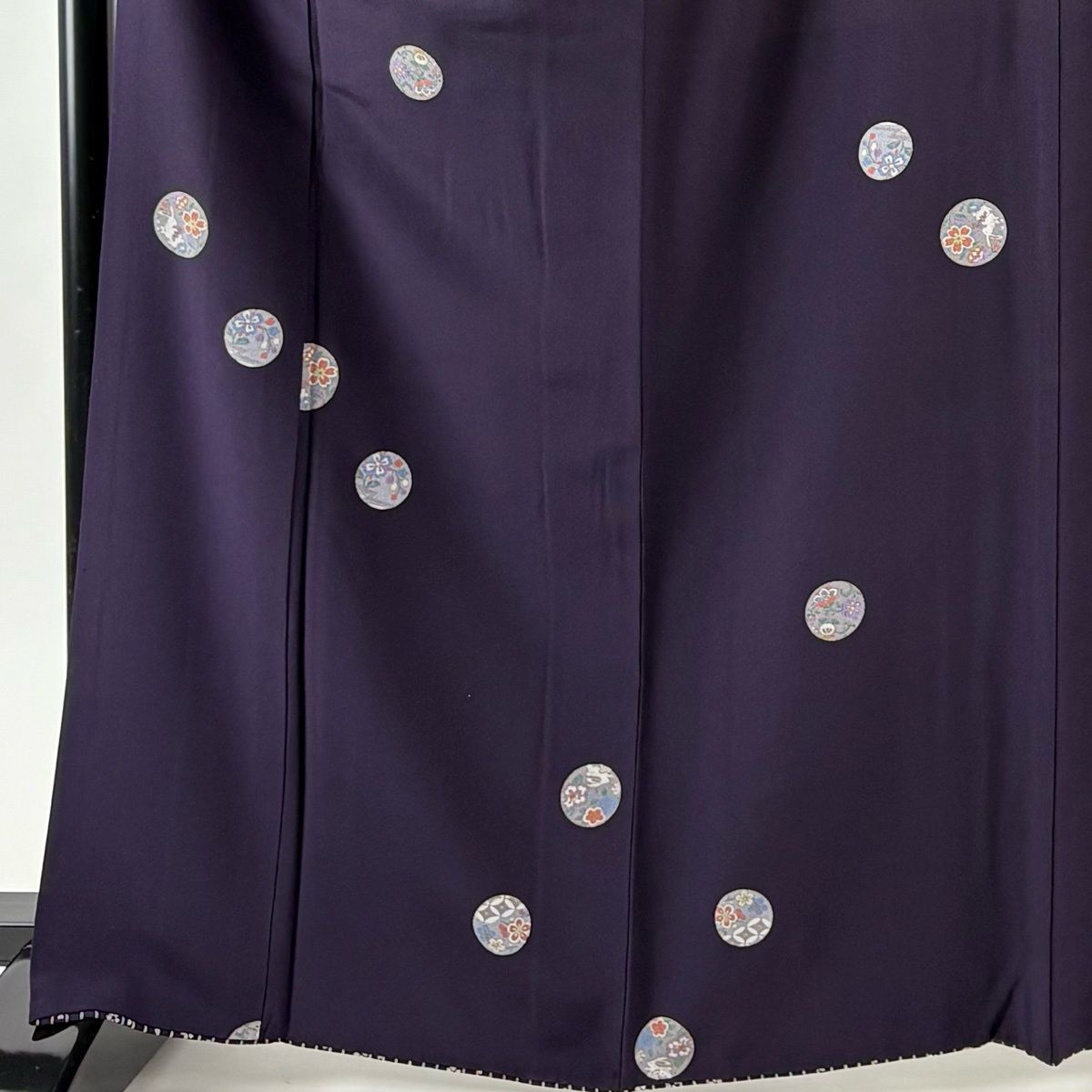 小紋 身丈166 cm 裄丈69.5 L 袷 丸文 兎 金彩 濃紫 正絹 秀品