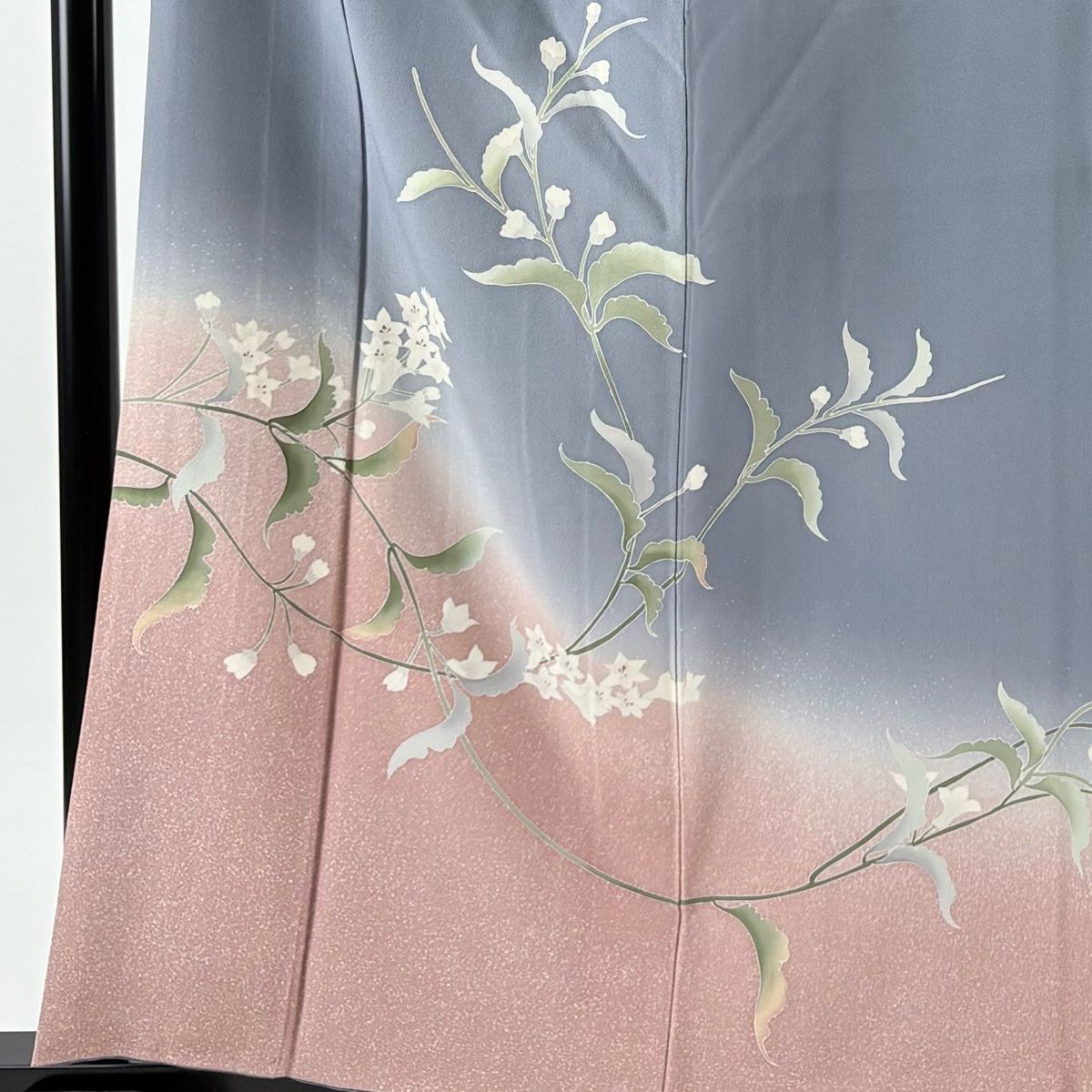 訪問着 身丈159 cm 裄丈64 M 袷 山科春宣 落款 草花 金彩 ぼかし 青灰色 正絹 秀品