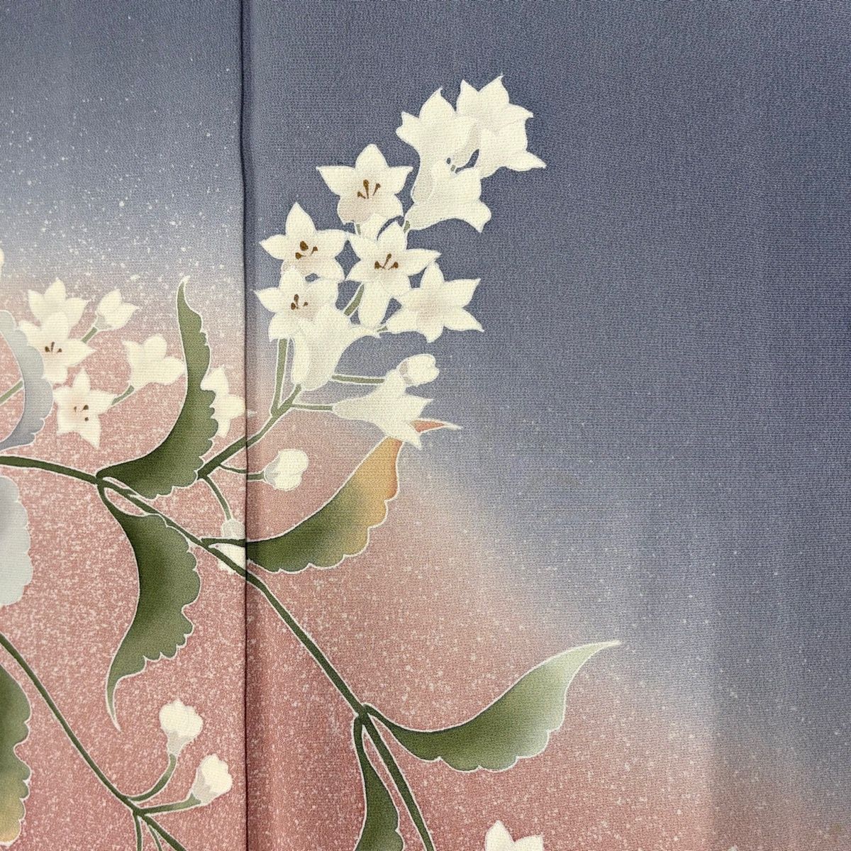  訪問着 身丈159 cm 裄丈64 M 袷 山科春宣 落款 草花 金彩 ぼかし 青灰色 正絹 秀品 訪問着 付け下げ 着物