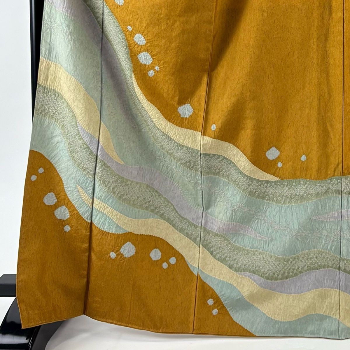 訪問着 身丈169 cm 裄丈68.5 L 袷 道長取り 幾何学 絞り 山吹茶色 正絹 秀品