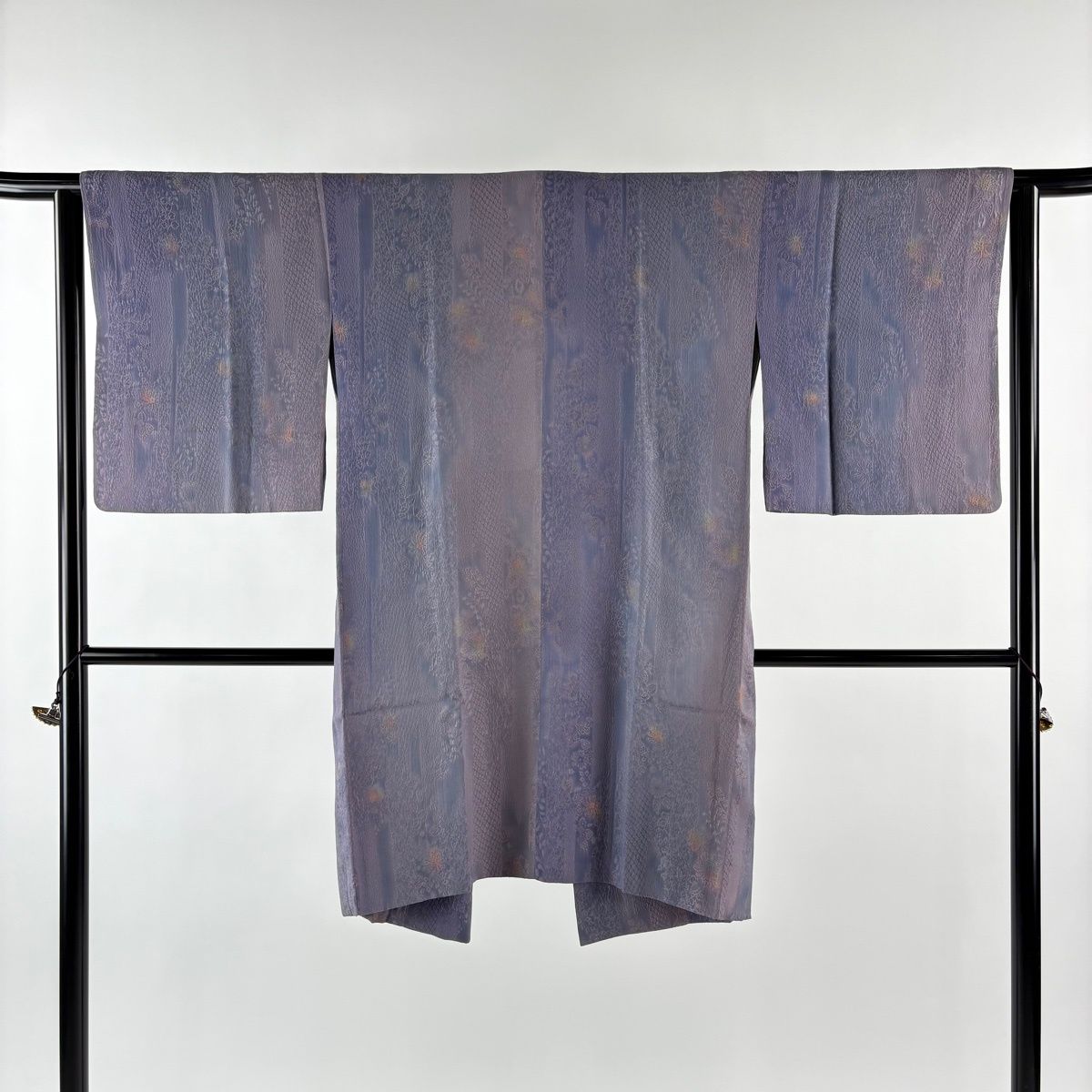 道中着 身丈101 cm 裄丈63 5 S 和装コート 着物衿 地紋 ぼかし 紫 正絹 秀品