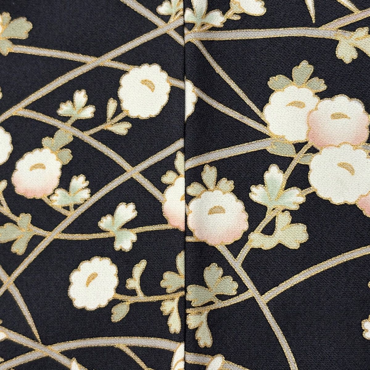 訪問着 身丈162 cm 裄丈66 M 袷 梅 笹 金糸 金彩 濃紺 正絹 秀品 訪問着 付け下げ 着物