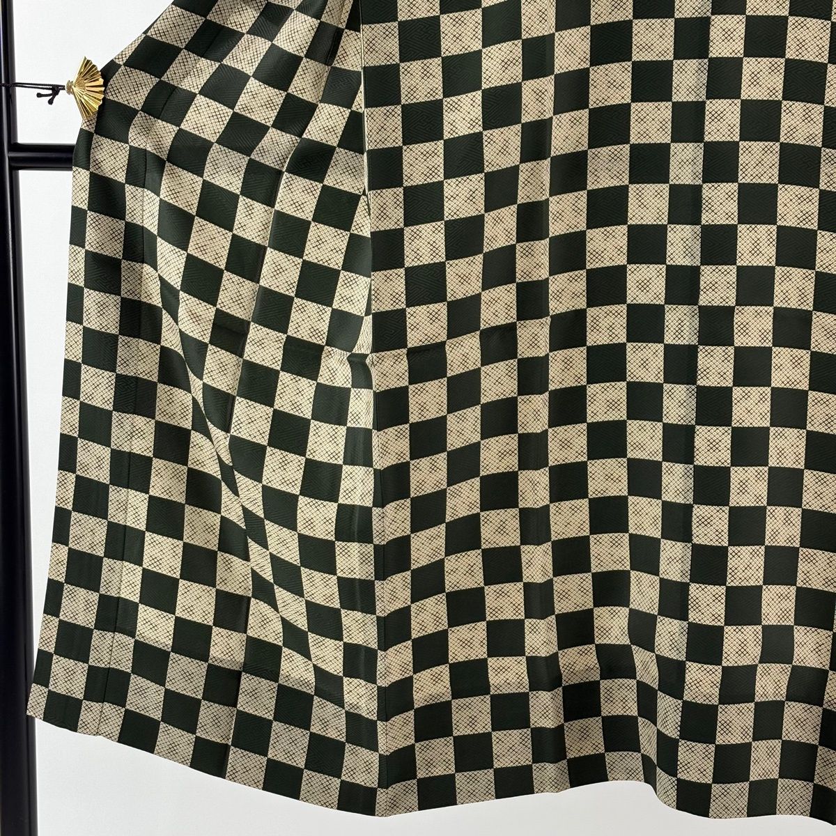 長襦袢 身丈127.5 cm 裄丈68.5 L 市松 疋田 ベージュ 正絹 秀品