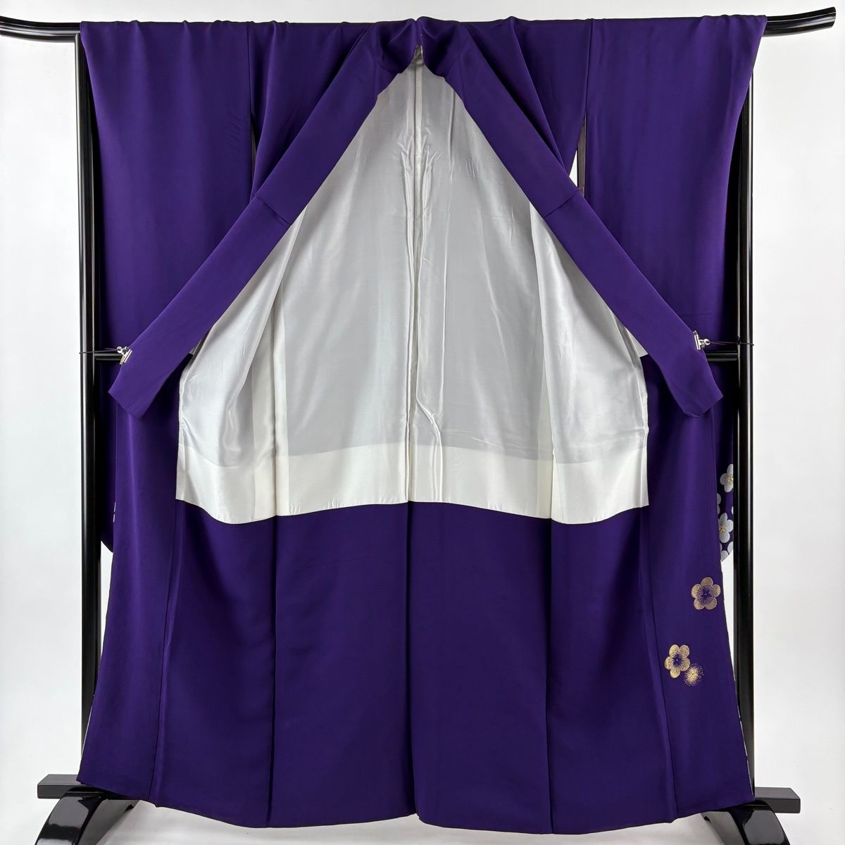  振袖 身丈163 cm 裄丈67 M 袷 落款 梅 金糸 紫 正絹 秀品 振袖 着物
