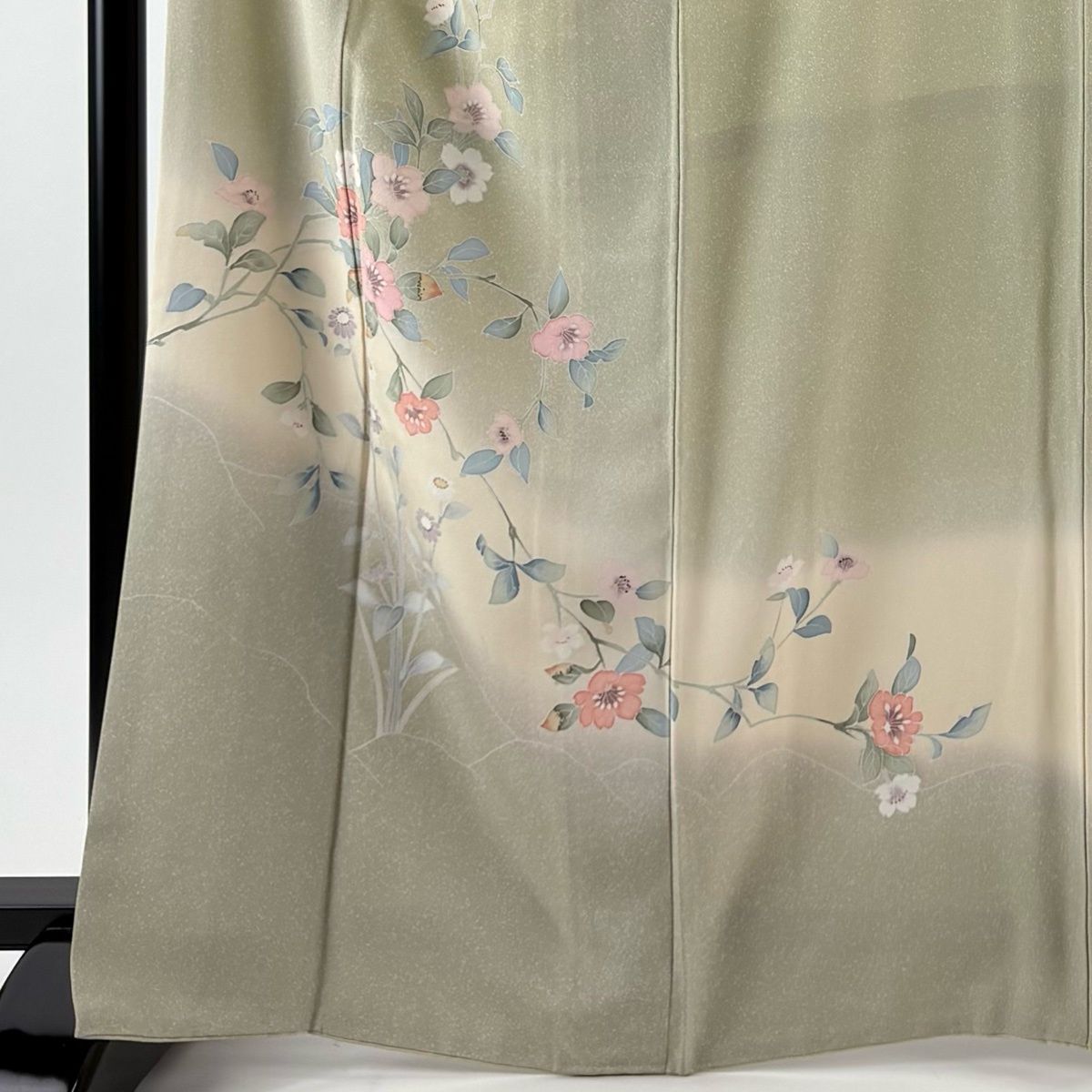訪問着 身丈167 cm 裄丈64 M 袷 枝花 ぼかし 薄緑 正絹 秀品