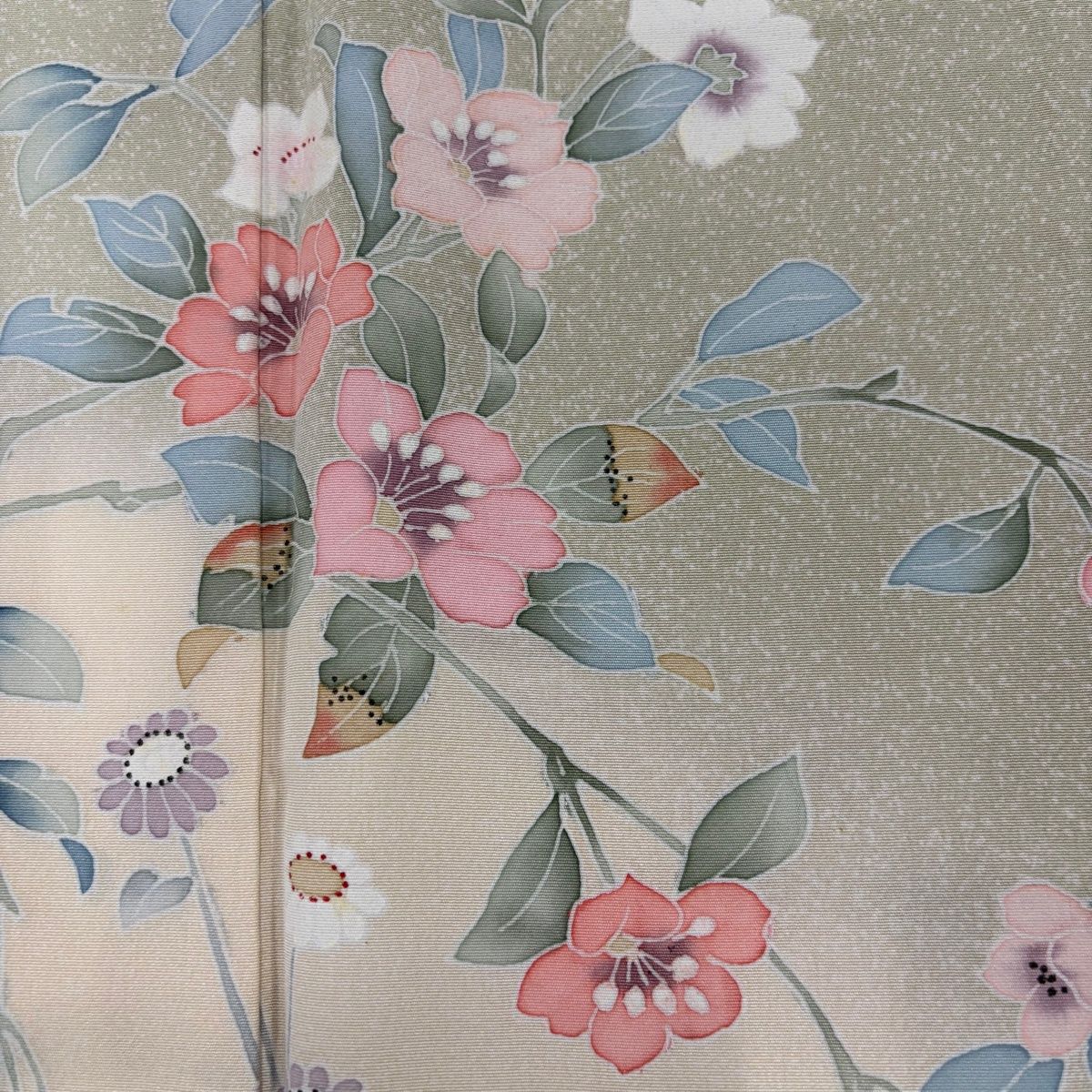  訪問着 身丈167 cm 裄丈64 M 袷 枝花 ぼかし 薄緑 正絹 秀品 訪問着 付け下げ 着物