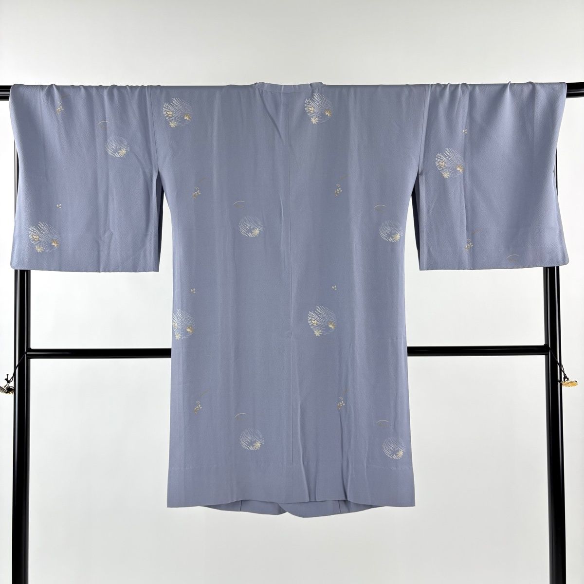 道行 身丈102 cm 裄丈71 L 和装コート 角衿 紅葉 萩 青灰色 正絹 秀品