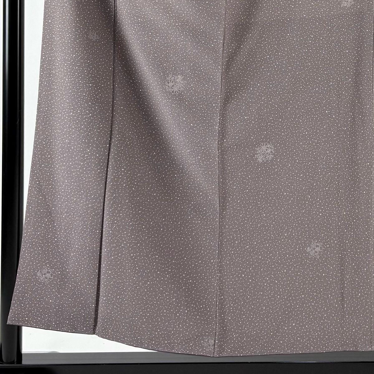 小紋 身丈154.5 cm 裄丈62.5 S 袷 落款 草花 幾何学 灰紫 正絹 秀品