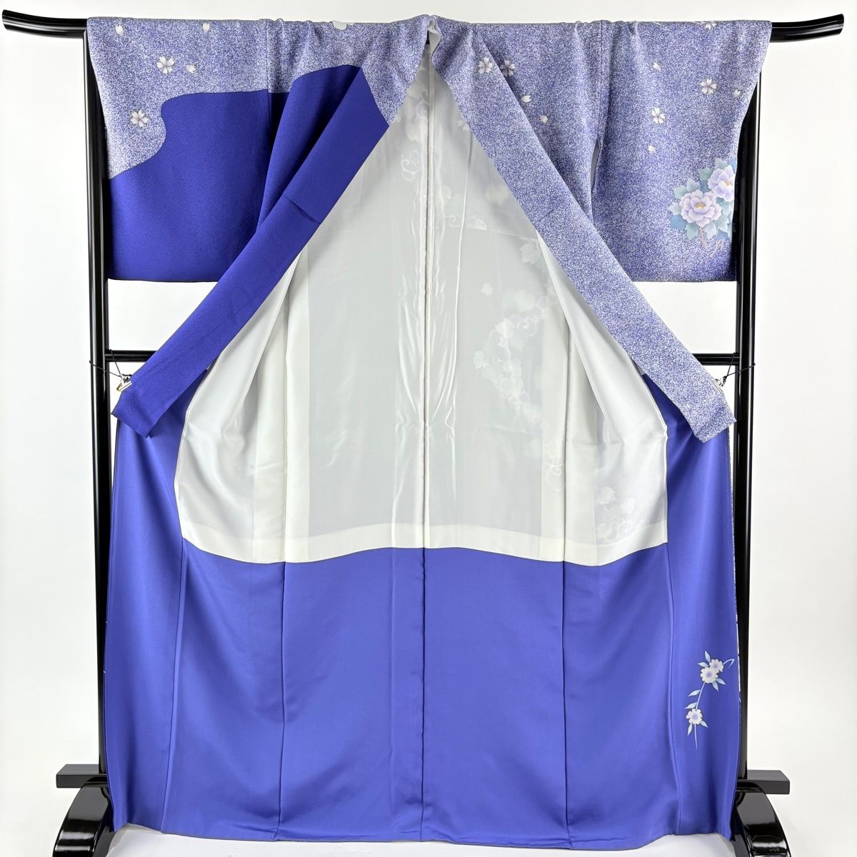  訪問着 身丈171 cm 裄丈70.5 L 袷 草花 蔦 青 正絹 訪問着 付け下げ 着物